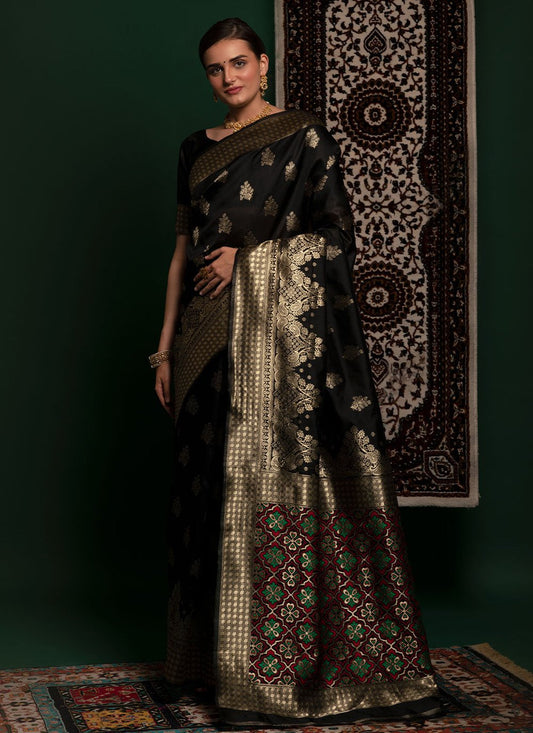 Contemporary Silk Black Weaving Saree