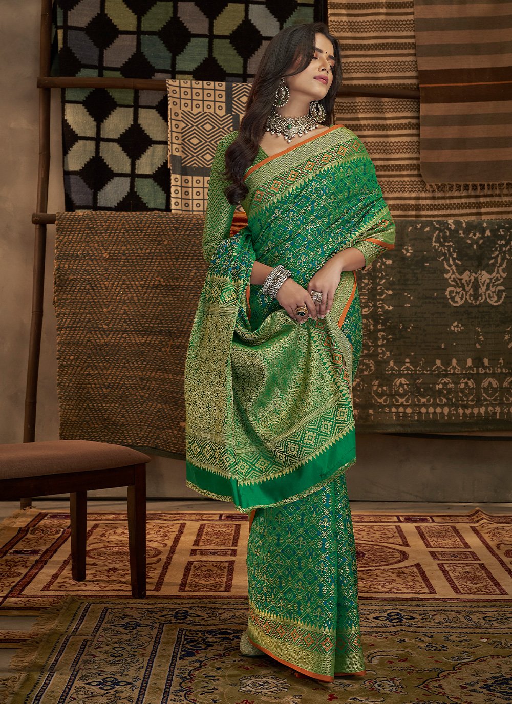 Classic Silk Green Weaving Saree