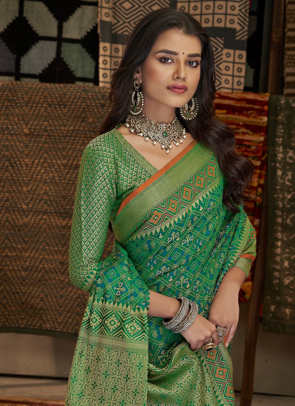 Classic Silk Green Weaving Saree