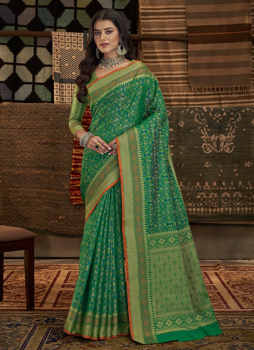 Classic Silk Green Weaving Saree