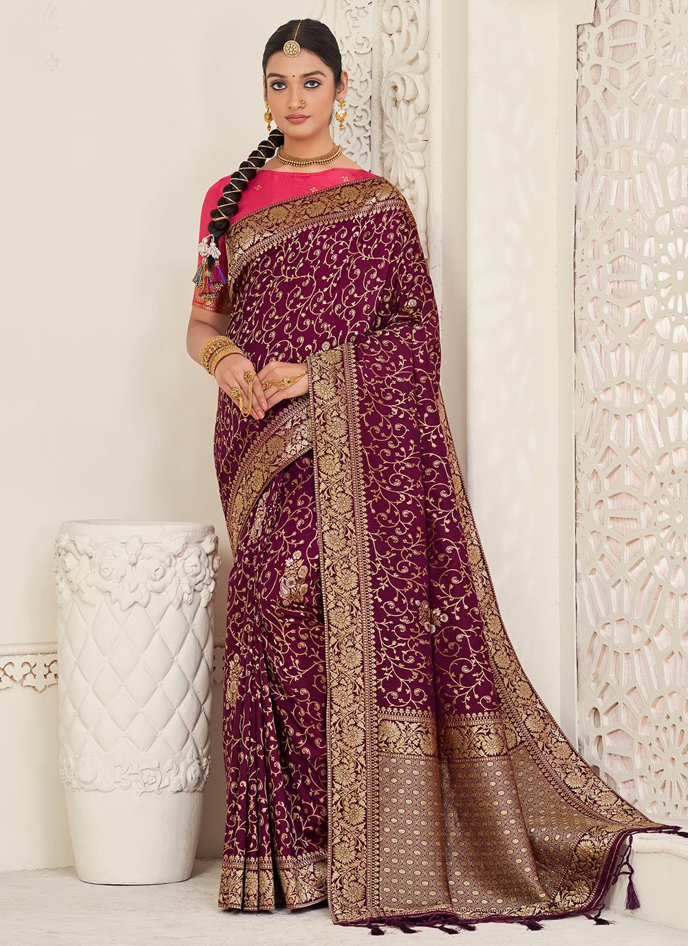 Classic Silk Purple Weaving Saree