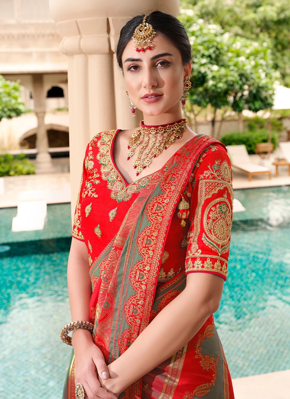 Classic Silk Red Weaving Saree