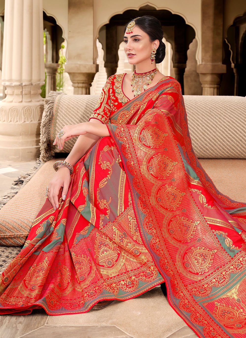 Classic Silk Red Weaving Saree