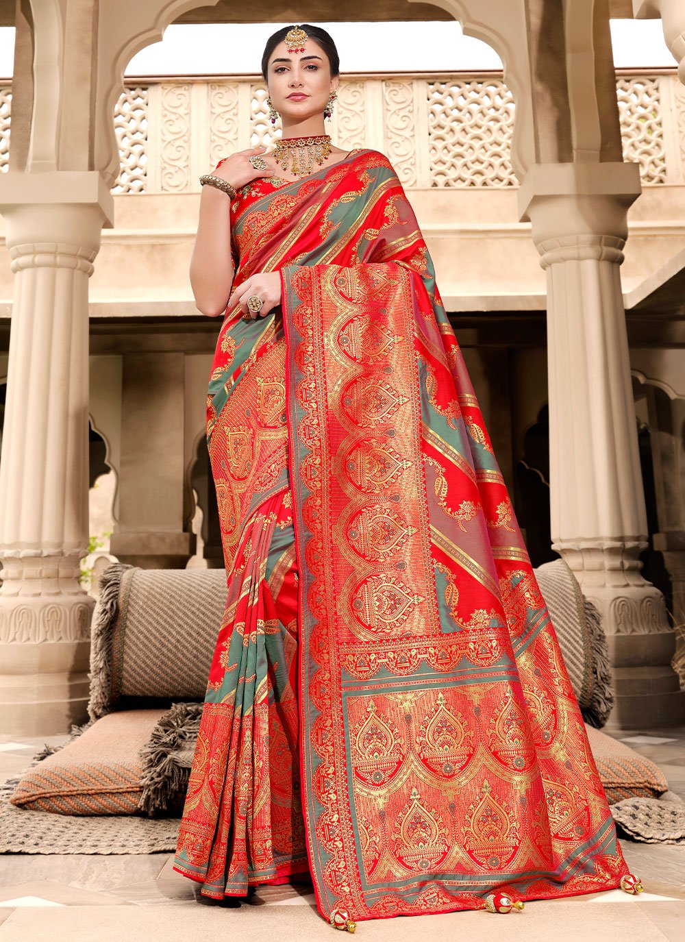 Classic Silk Red Weaving Saree