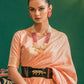 Contemporary Silk Peach Weaving Saree