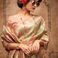 Contemporary Organza Silk Green Peach Weaving Saree