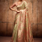 Contemporary Organza Silk Green Peach Weaving Saree
