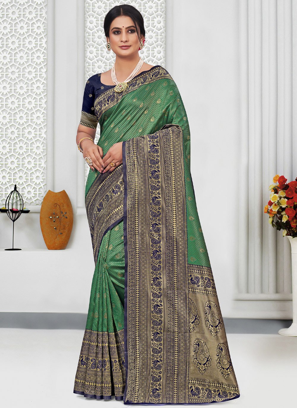 Casual Silk Green Weaving Saree