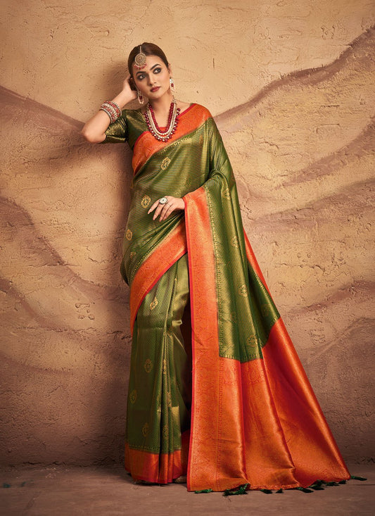 Classic Silk Green Weaving Saree