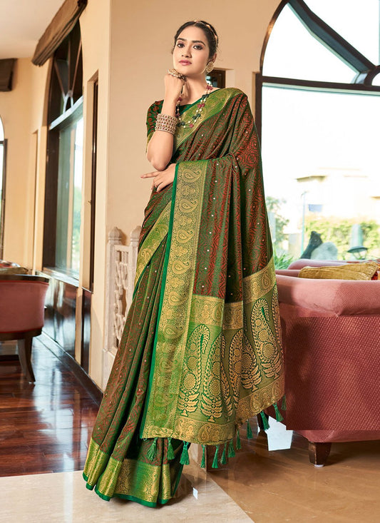 Traditional Saree Silk Green Weaving Saree