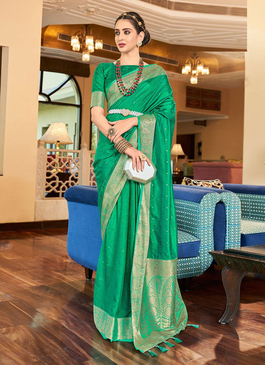 Traditional Saree Silk Green Weaving Saree