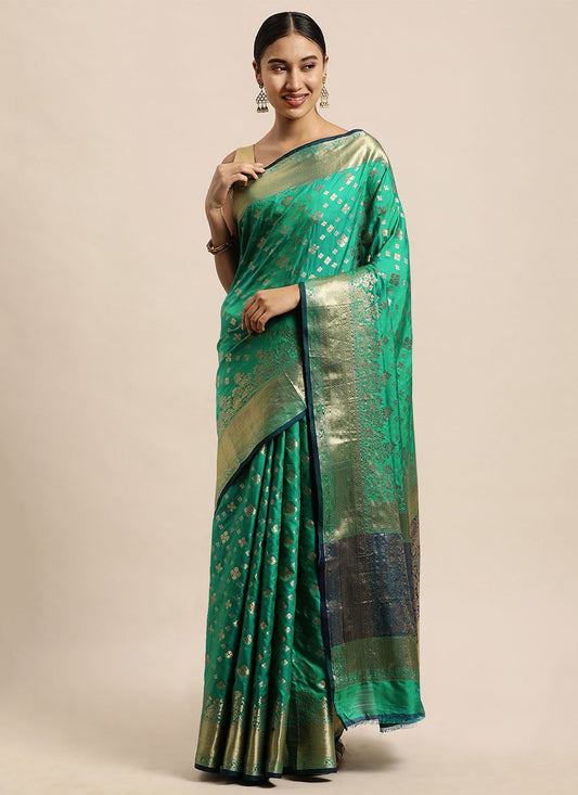 Trendy Saree Silk Green Weaving Saree