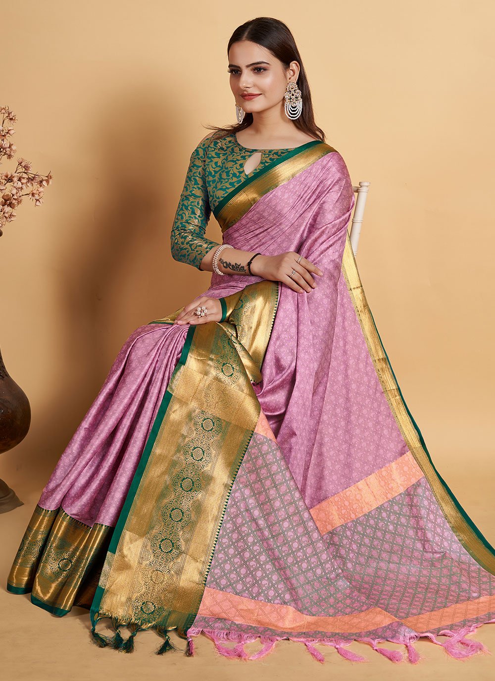 Trendy Saree Silk Lavender Weaving Saree