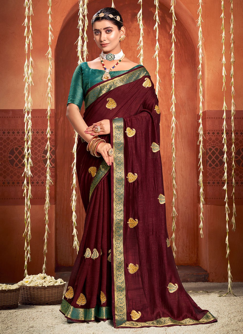 Trendy Saree Silk Maroon Weaving Saree