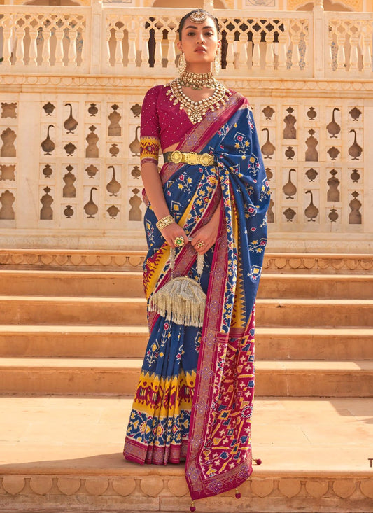 Contemporary Silk Blue Weaving Saree