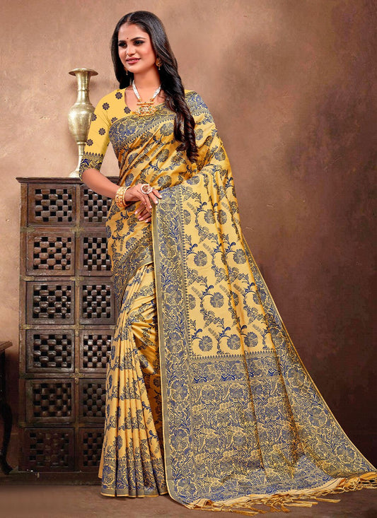 Contemporary Silk Blue Weaving Saree