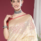 Classic Organza Silk Off White Weaving Saree