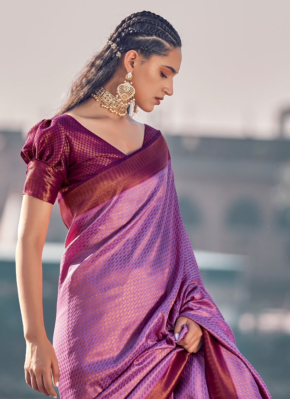 Classic Silk Magenta Weaving Saree