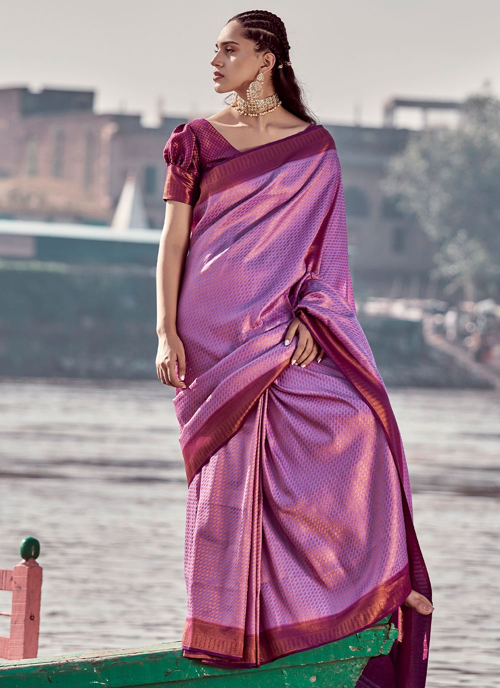 Classic Silk Magenta Weaving Saree