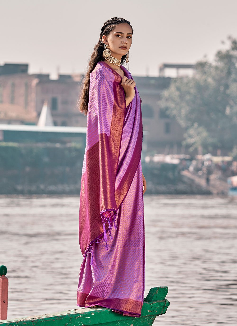 Classic Silk Magenta Weaving Saree