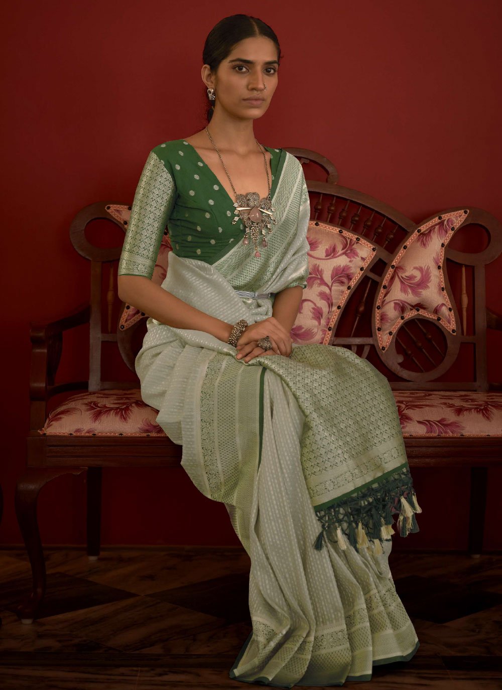 Contemporary Silk Sea Green Weaving Saree