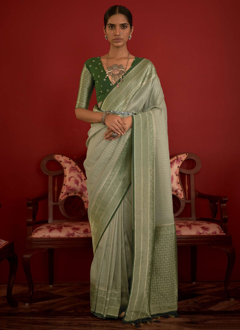 Contemporary Silk Sea Green Weaving Saree