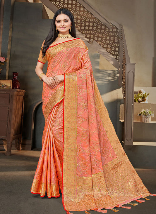 Silk Saree Silk Orange Weaving Saree