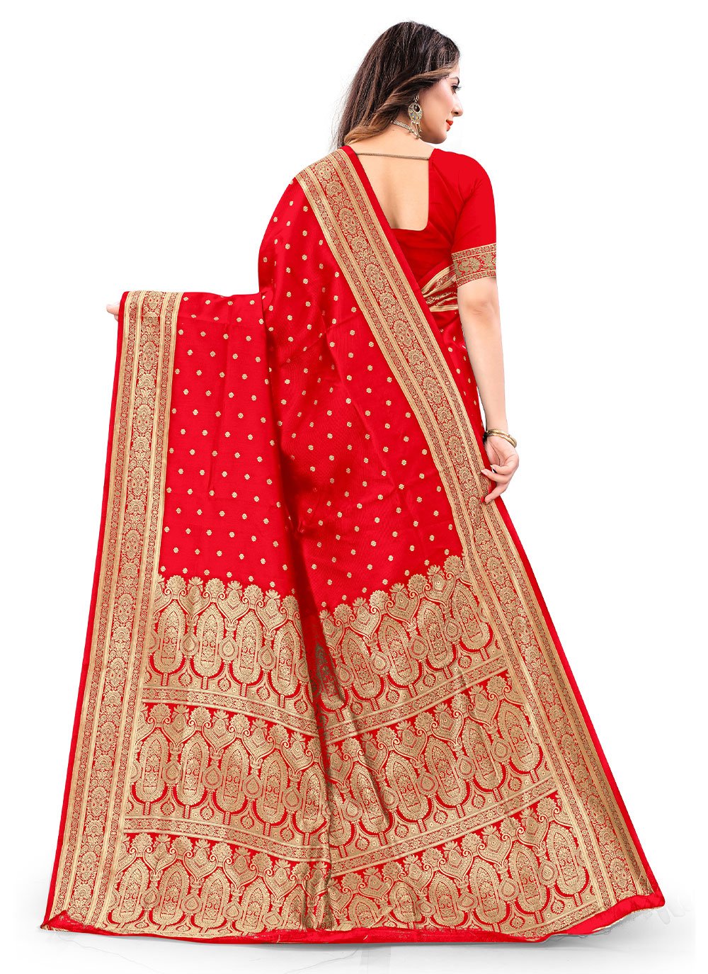 Trendy Saree Silk Red Weaving Saree