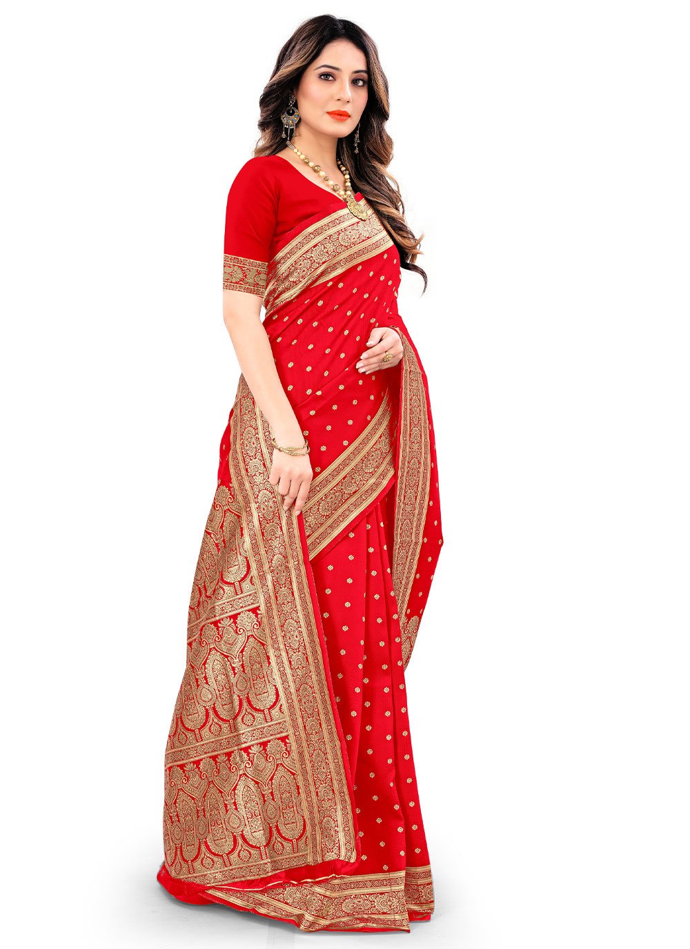 Trendy Saree Silk Red Weaving Saree