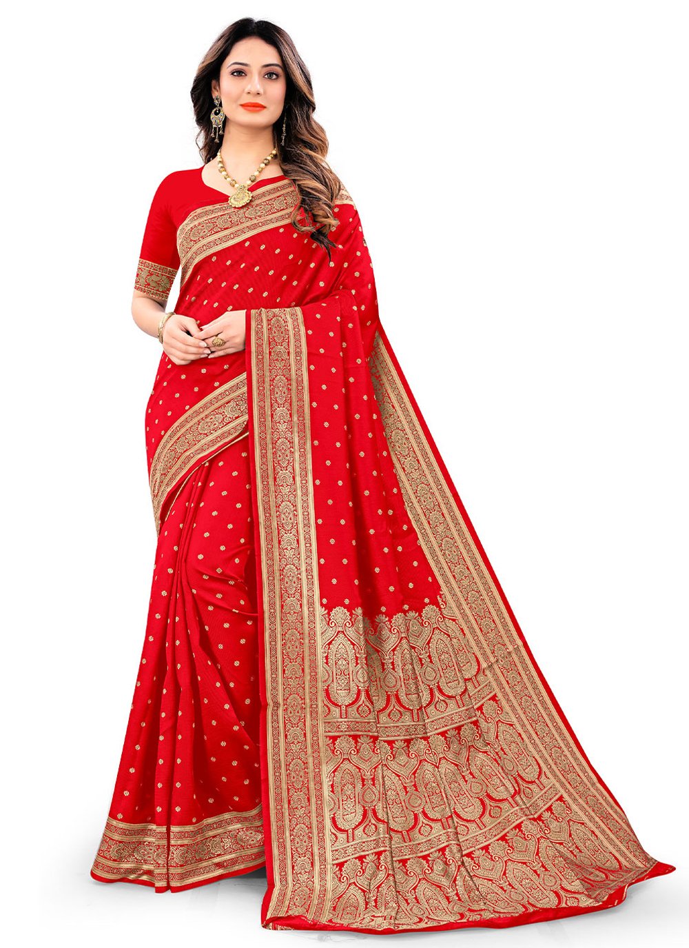 Trendy Saree Silk Red Weaving Saree