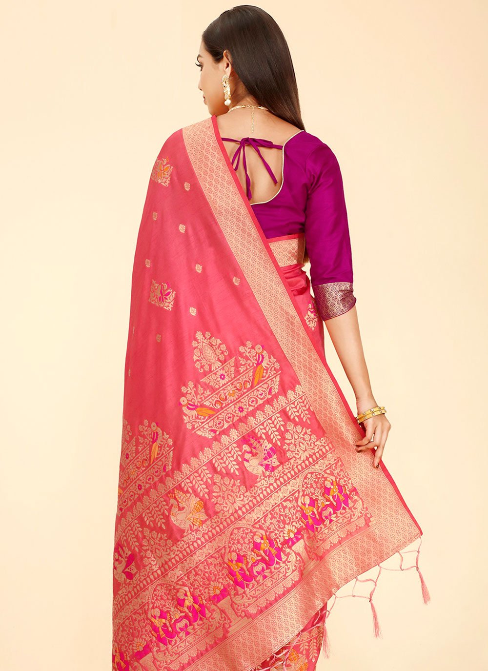 Trendy Saree Silk Pink Weaving Saree