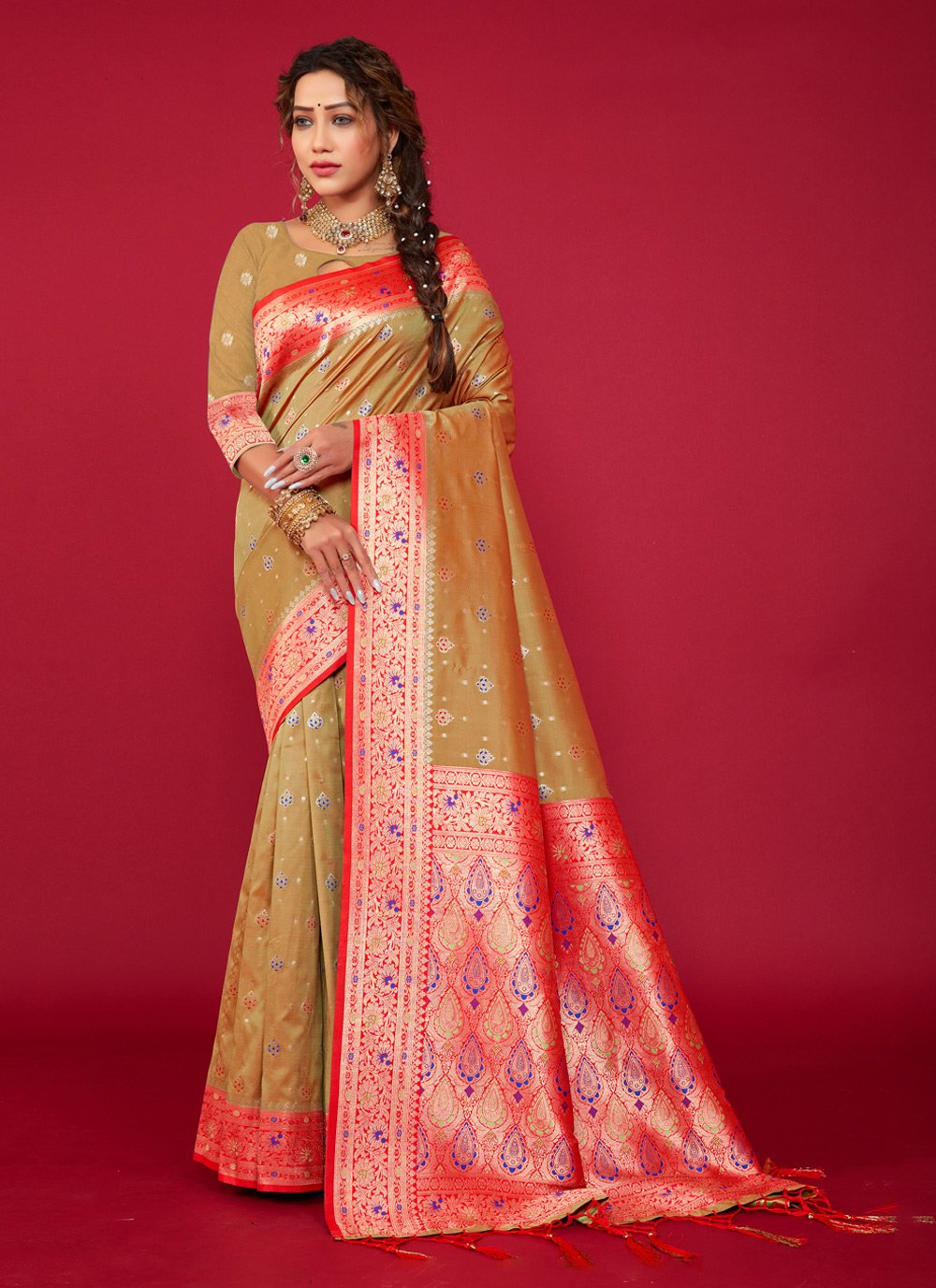 Trendy Saree Silk Brown Weaving Saree