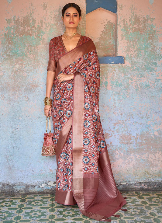 Trendy Saree Silk Brown Weaving Saree