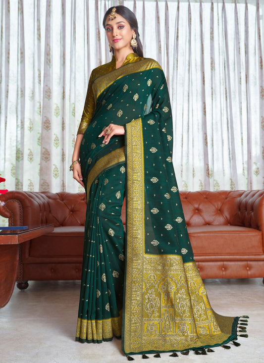 Trendy Saree Silk Green Weaving Saree