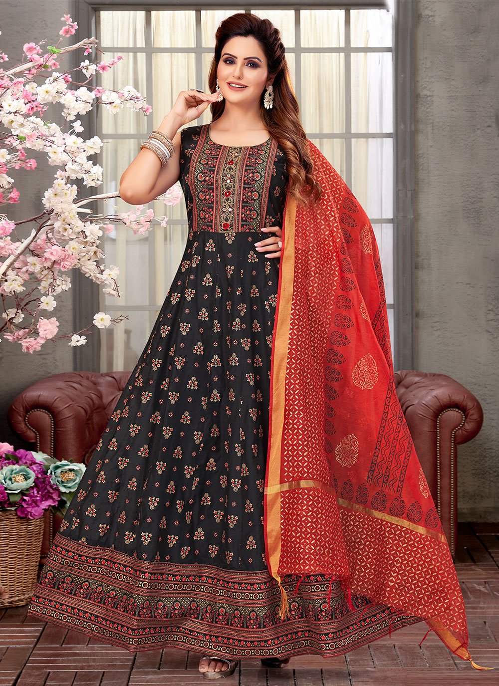 Salwar Suit Silk Black Embroidered Salwar Kameez