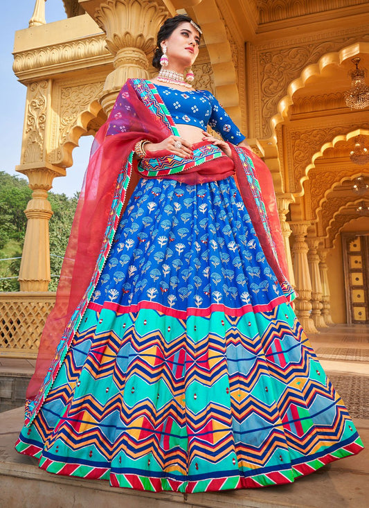 Lehenga Choli Silk Blue Gota Work Lehenga Choli