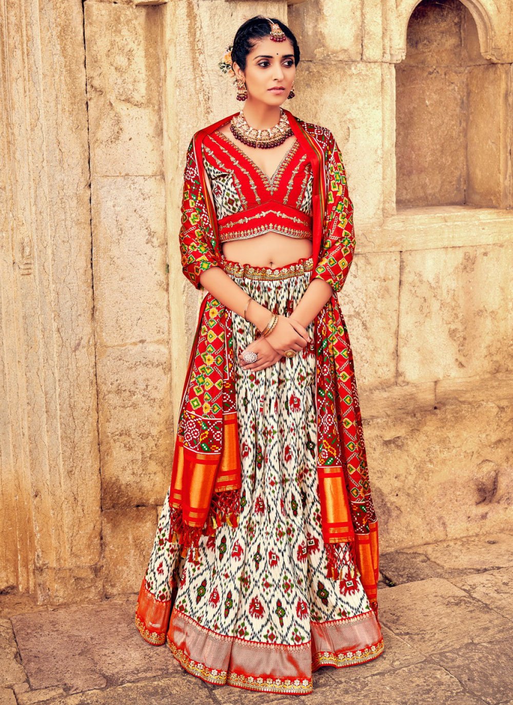 Readymade Lehenga Choli Silk White Embroidered Lehenga Choli