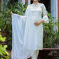 Pant Style Suit Silk White Embroidered Salwar Kameez