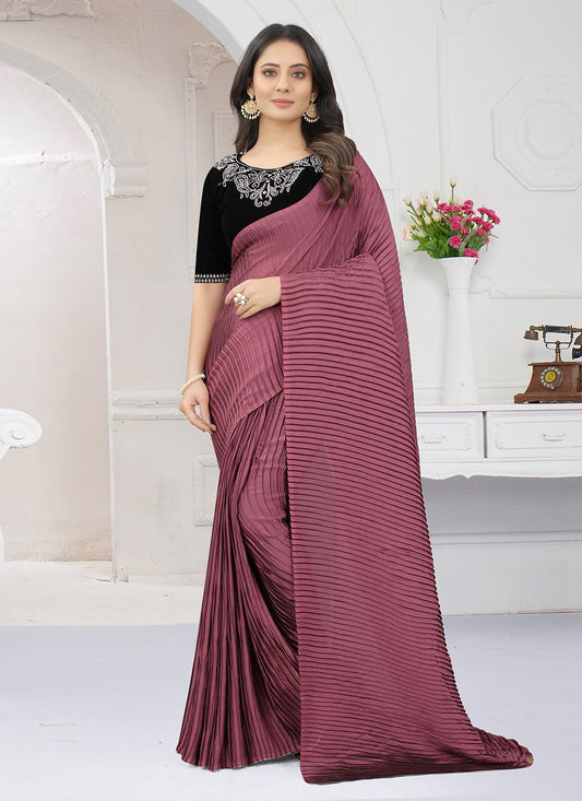 Classic Silk Wine Fancy Work Saree