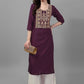 Casual Kurti Silk Wine Jacquard Work Kurtis