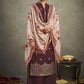 Palazzo Salwar Suit Silk Wine Jacquard Work Salwar Kameez