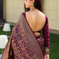 Traditional Saree Silk Wine Jacquard Work Saree