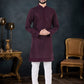 Kurta Pyjama Silk Wine Plain Mens