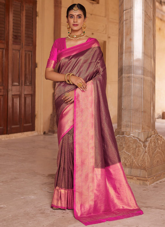 Trendy Saree Silk Wine Weaving Saree