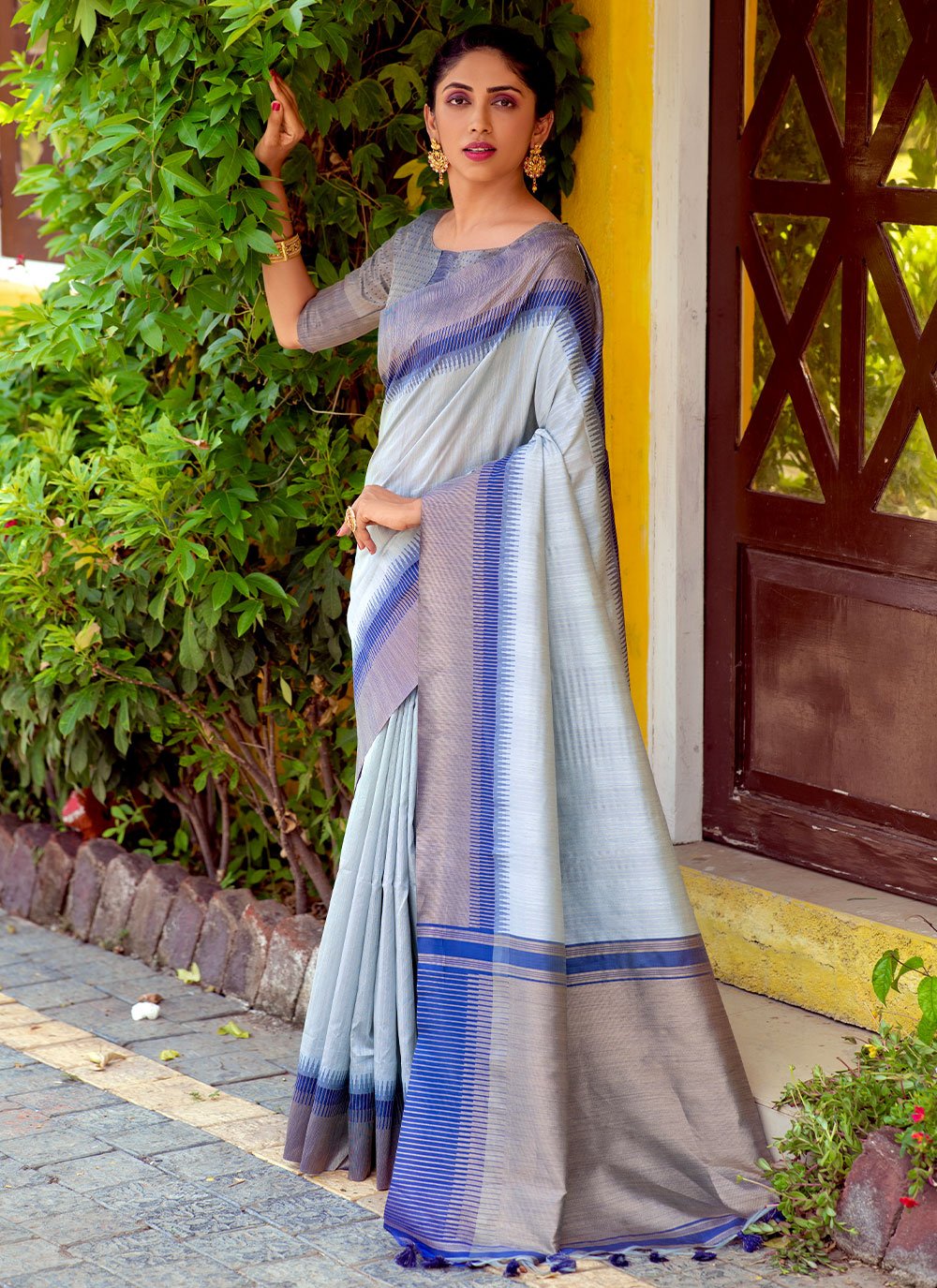 Classic Silk Blue Woven Saree