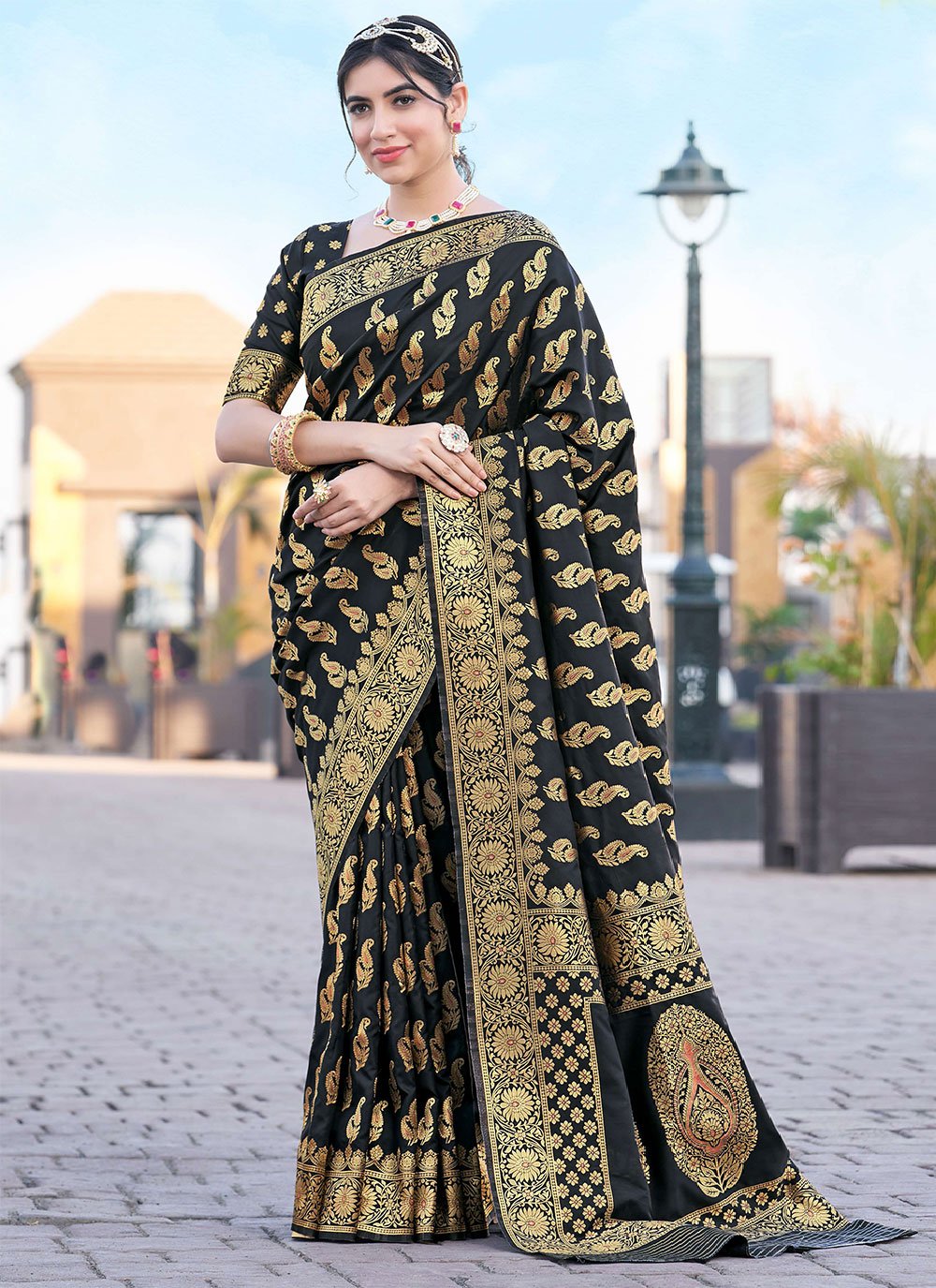 Classic Silk Black Woven Saree