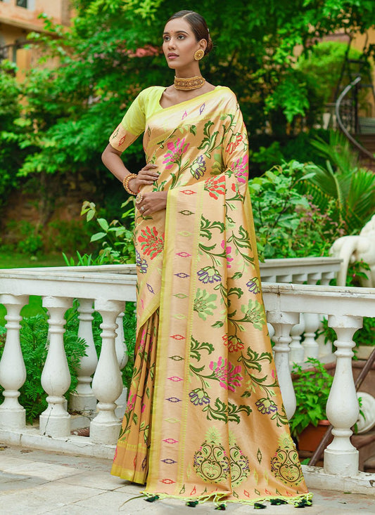 Contemporary Silk Green Woven Saree