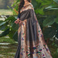 Contemporary Silk Black Floral Patch Saree
