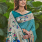 Trendy Saree Silk Firozi Floral Patch Saree