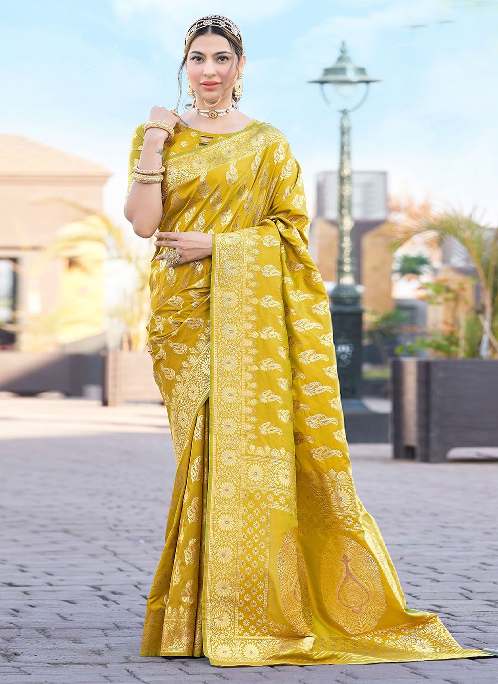Contemporary Silk Gold Woven Saree